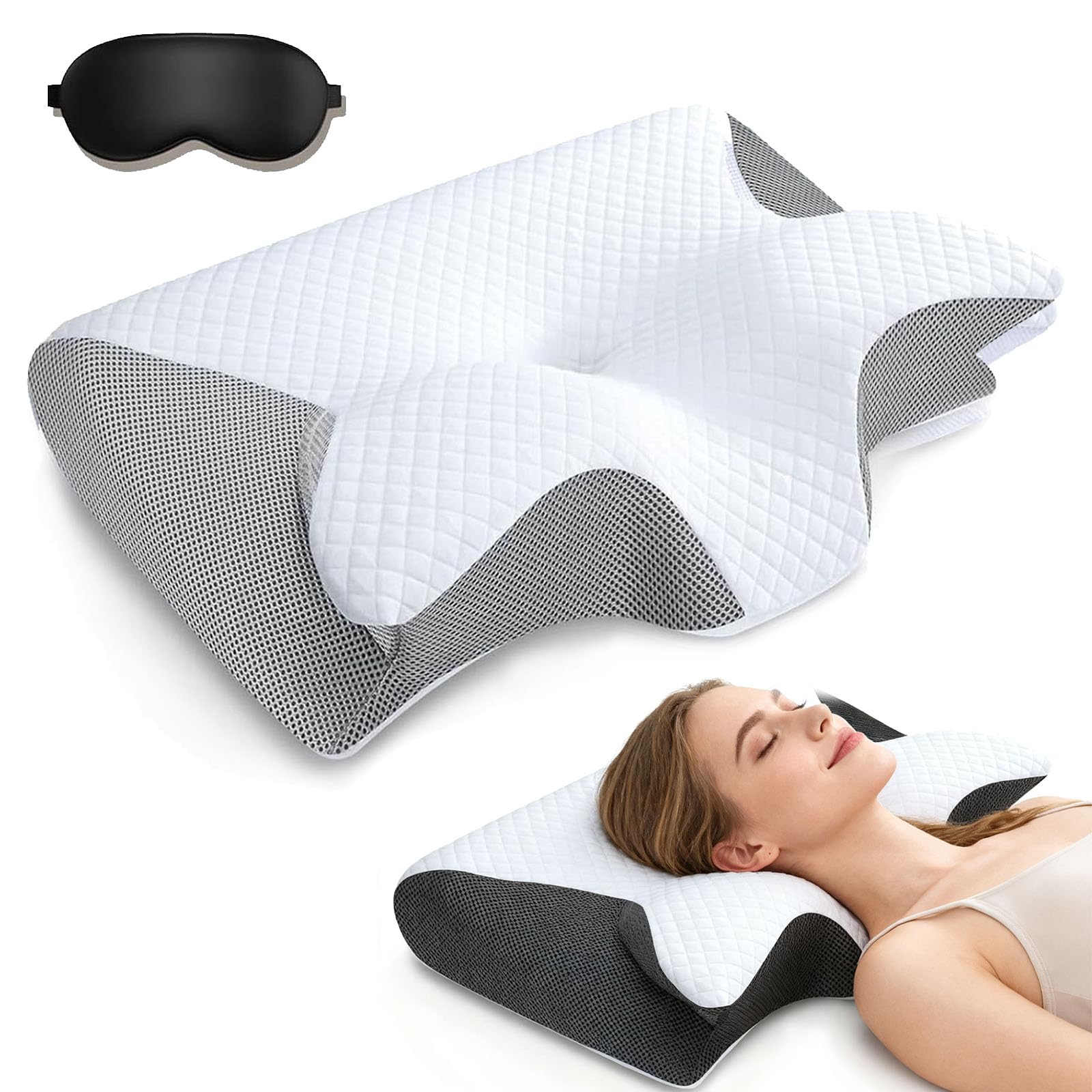 Ergonomic Sleep Apnea Relief Pillow - Memory Foam Neck & Spine Support