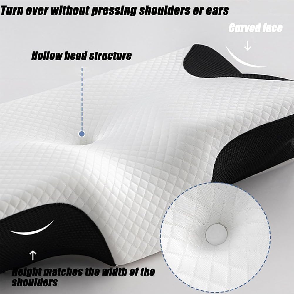 Ergonomic Sleep Apnea Relief Pillow - Memory Foam Neck & Spine Support