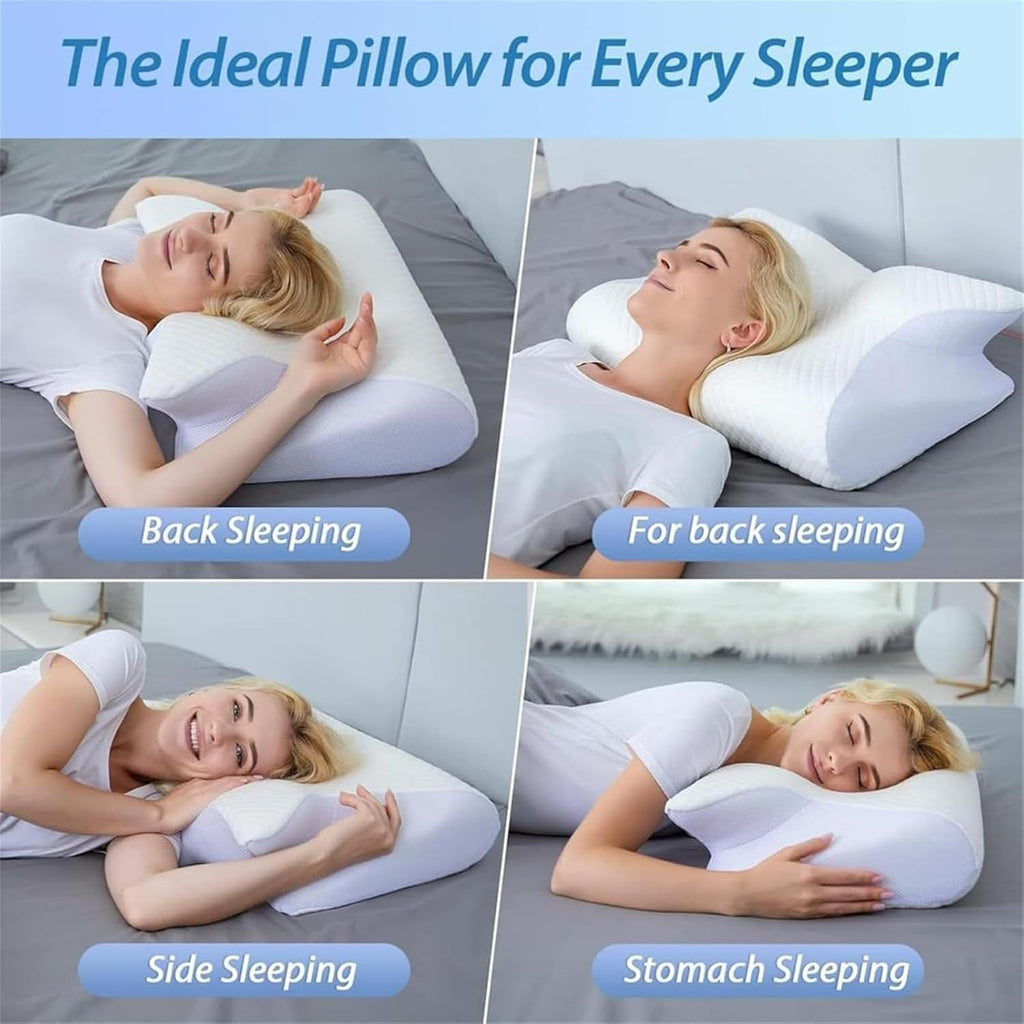 Ergonomic Sleep Apnea Relief Pillow - Memory Foam Neck & Spine Support