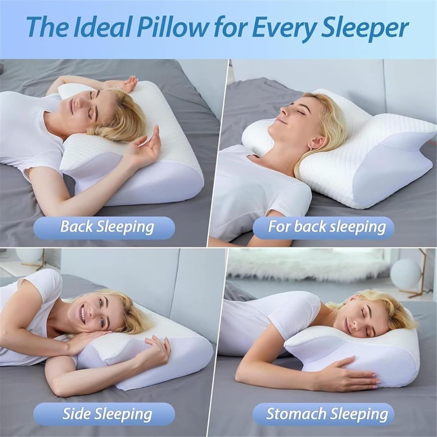 Ergonomic Sleep Apnea Relief Pillow - Memory Foam Neck & Spine Support