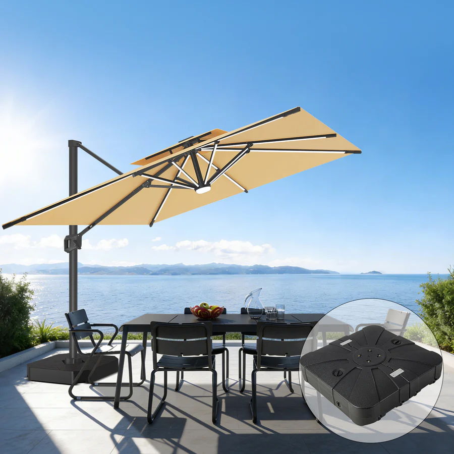 Premium Cantilever Umbrella with Full-Rib LED Strip Lighting