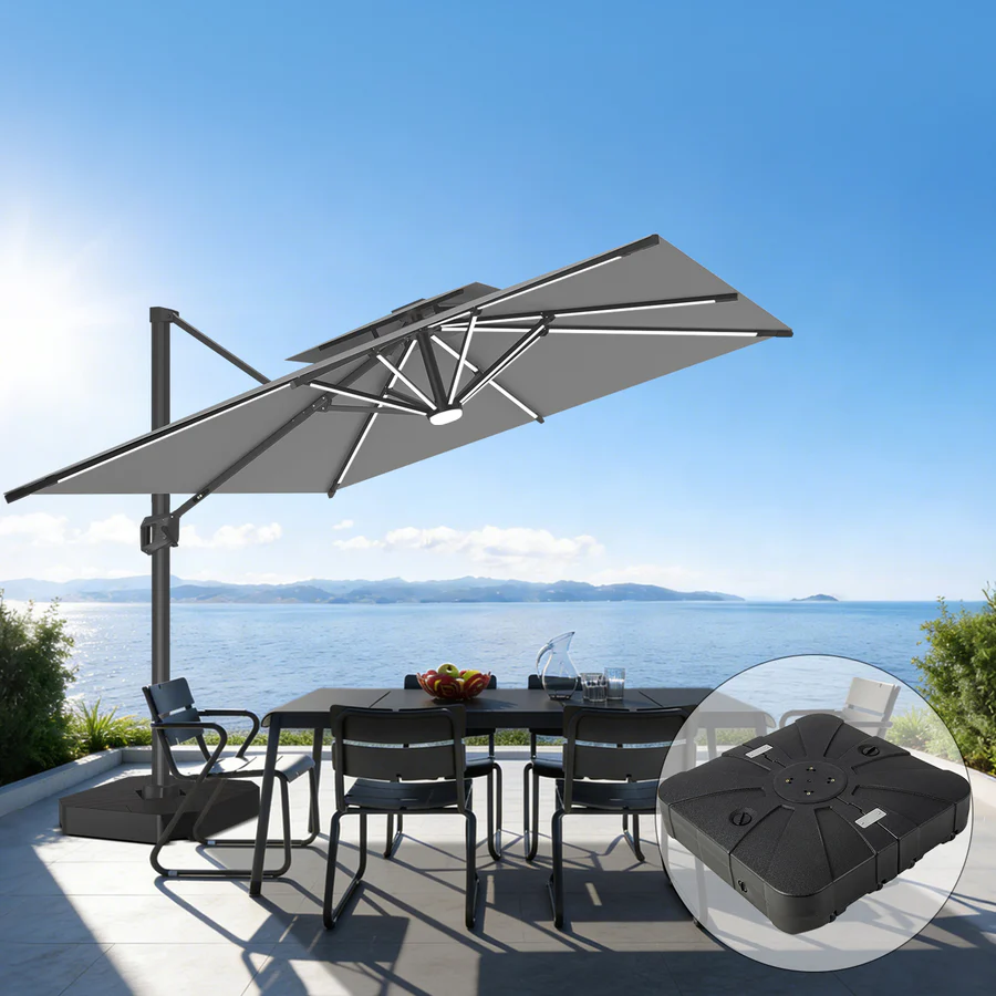 Premium Cantilever Umbrella with Full-Rib LED Strip Lighting