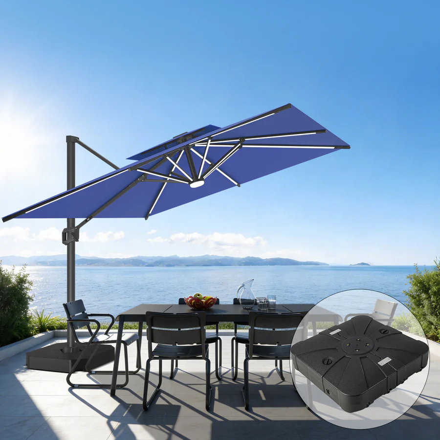 Premium Cantilever Umbrella with Full-Rib LED Strip Lighting