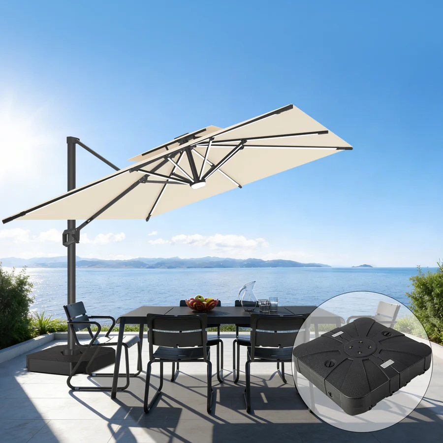 Premium Cantilever Umbrella with Full-Rib LED Strip Lighting