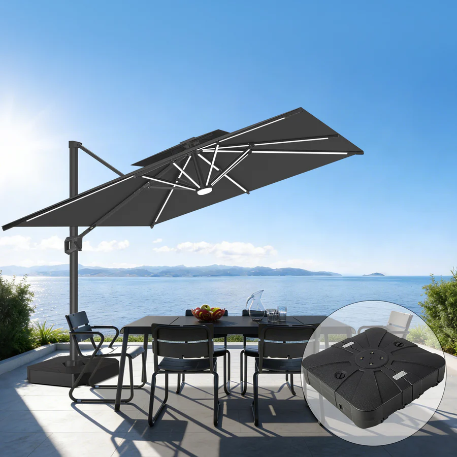 Premium Cantilever Umbrella with Full-Rib LED Strip Lighting