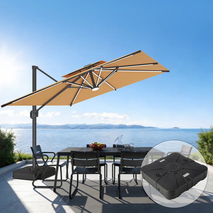Premium Cantilever Umbrella with Full-Rib LED Strip Lighting