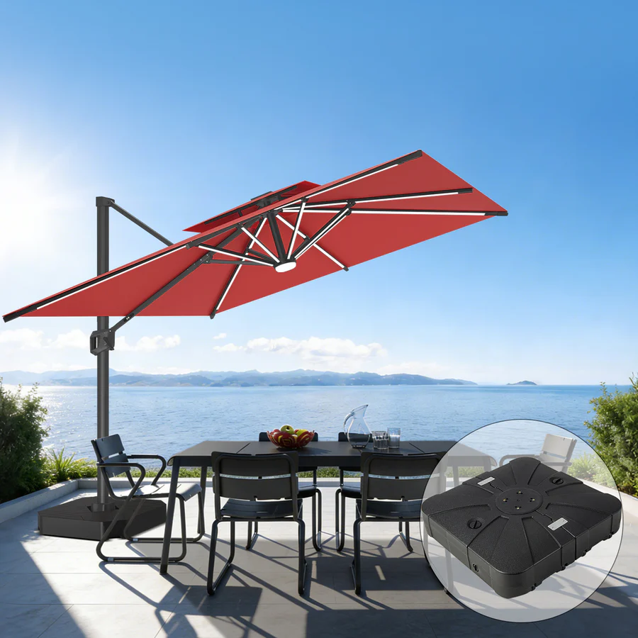 Premium Cantilever Umbrella with Full-Rib LED Strip Lighting