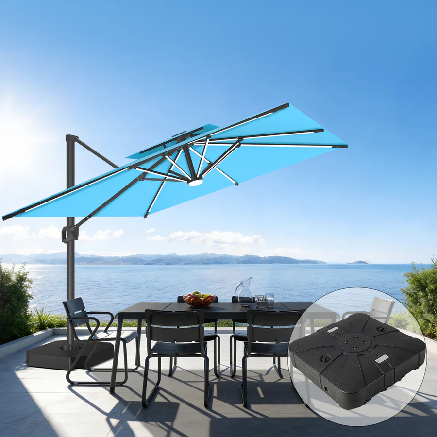 Premium Cantilever Umbrella with Full-Rib LED Strip Lighting