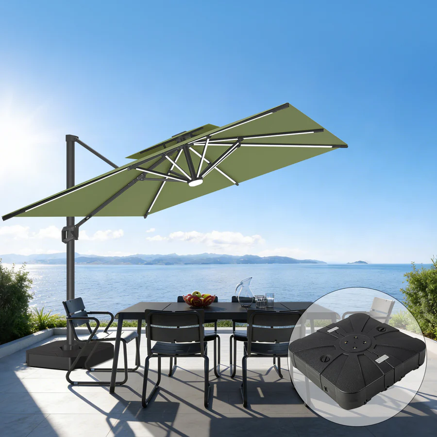 Premium Cantilever Umbrella with Full-Rib LED Strip Lighting