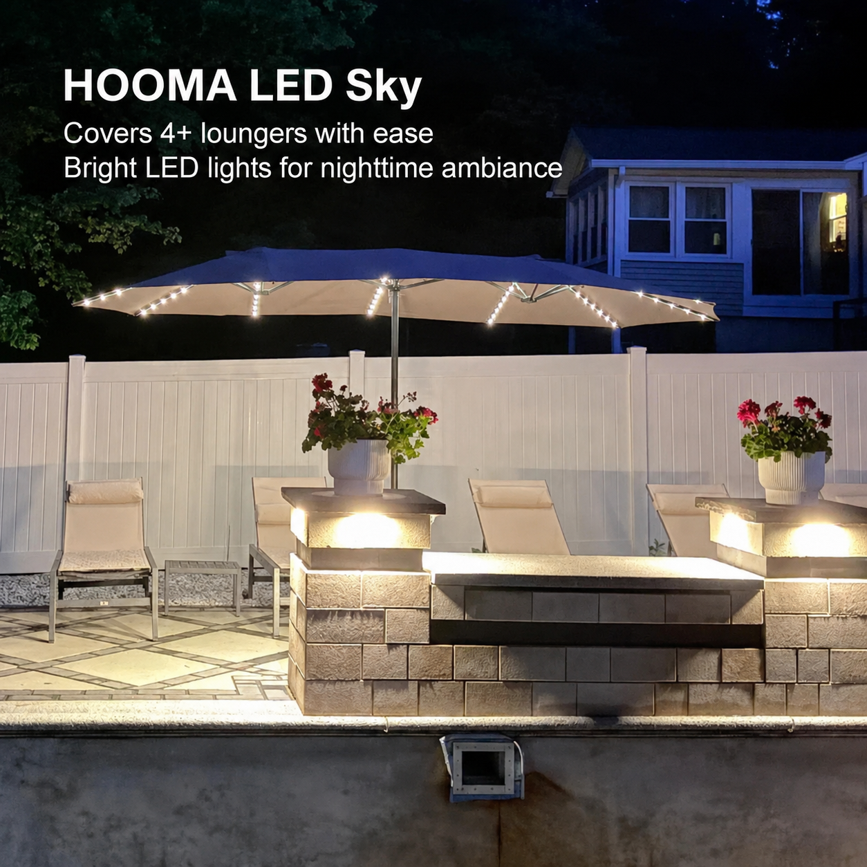 LED Sky — All-Weather Solar Patio Umbrella