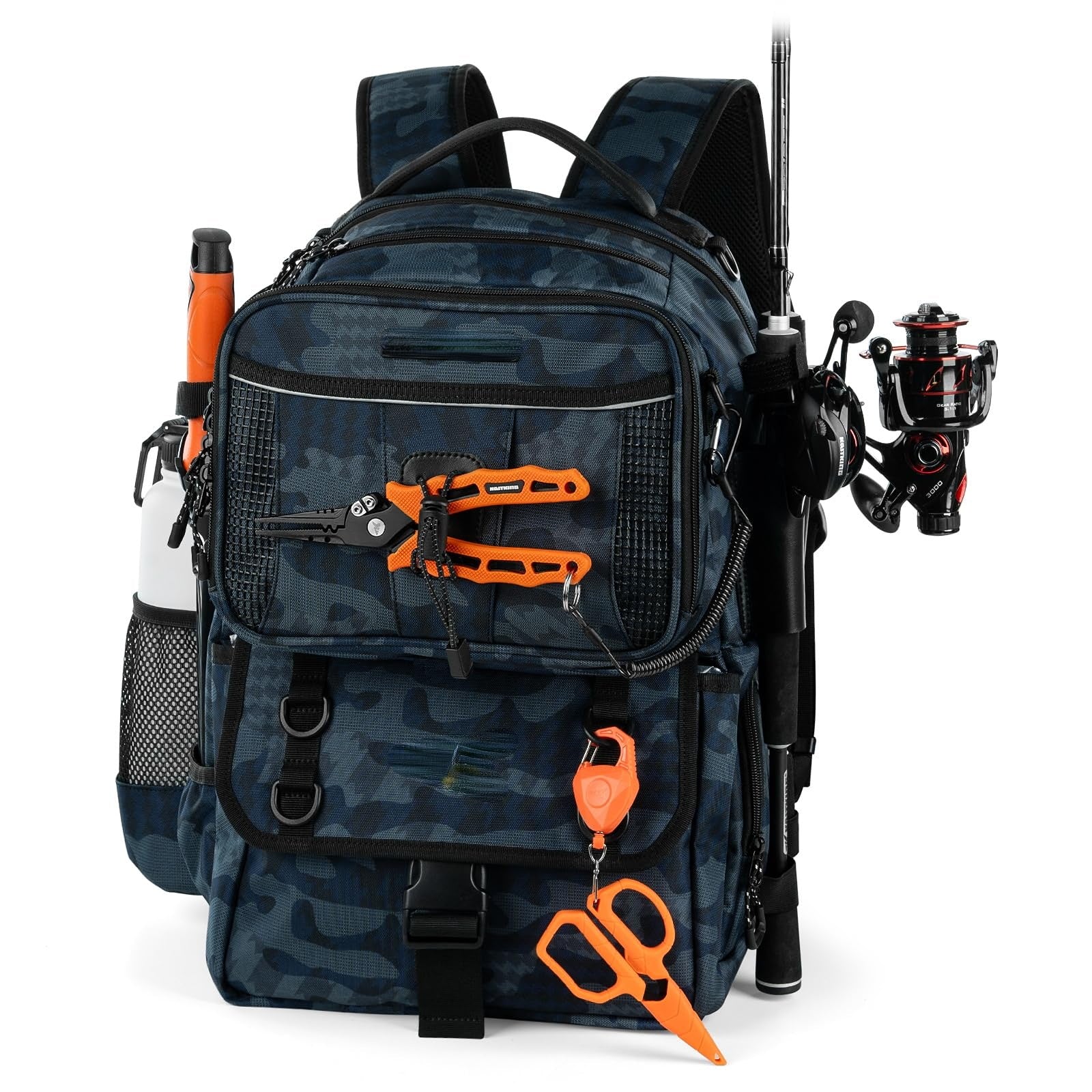 50L Interchangeable Fishing Backpack with 4 Included 3600 Tackle Boxes