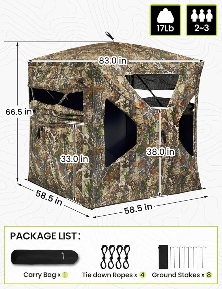 Hunting Blind 270°Full See Through with Windproof Curtain