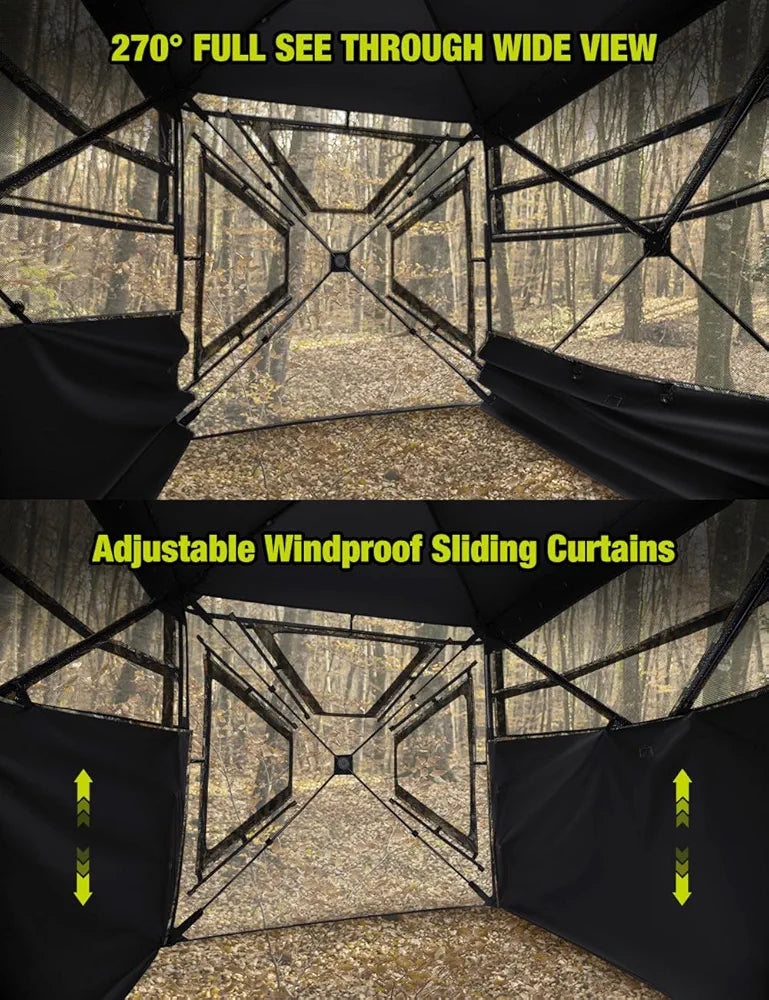 Hunting Blind 270°Full See Through with Windproof Curtain