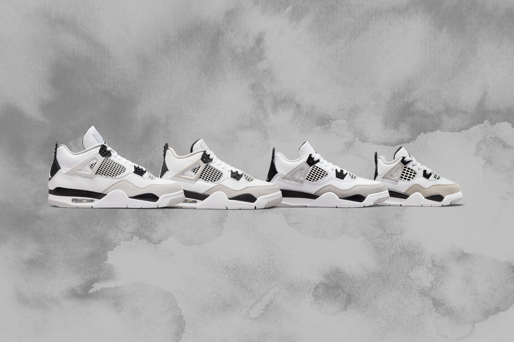 Air Jordan 4 Retro (PS) - White/Black/Neutral Grey