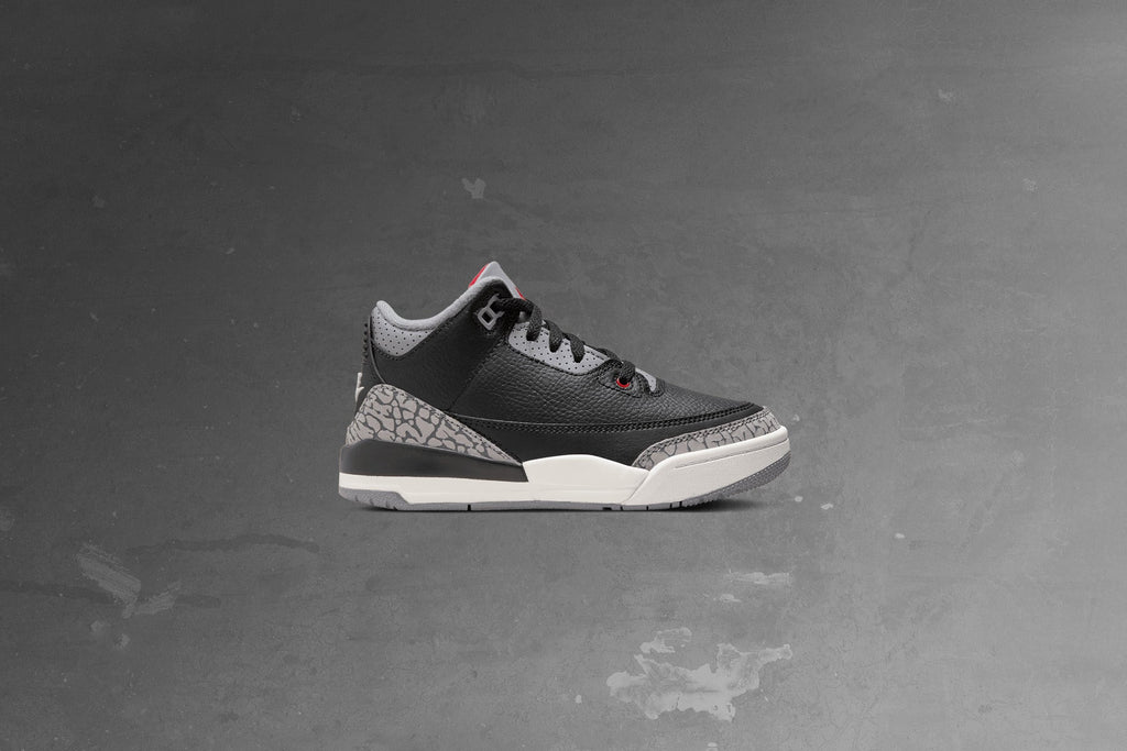 Air Jordan 3 Retro (PS) 'Black Cement' - Black/Fire Red/Cement Grey/Summit White