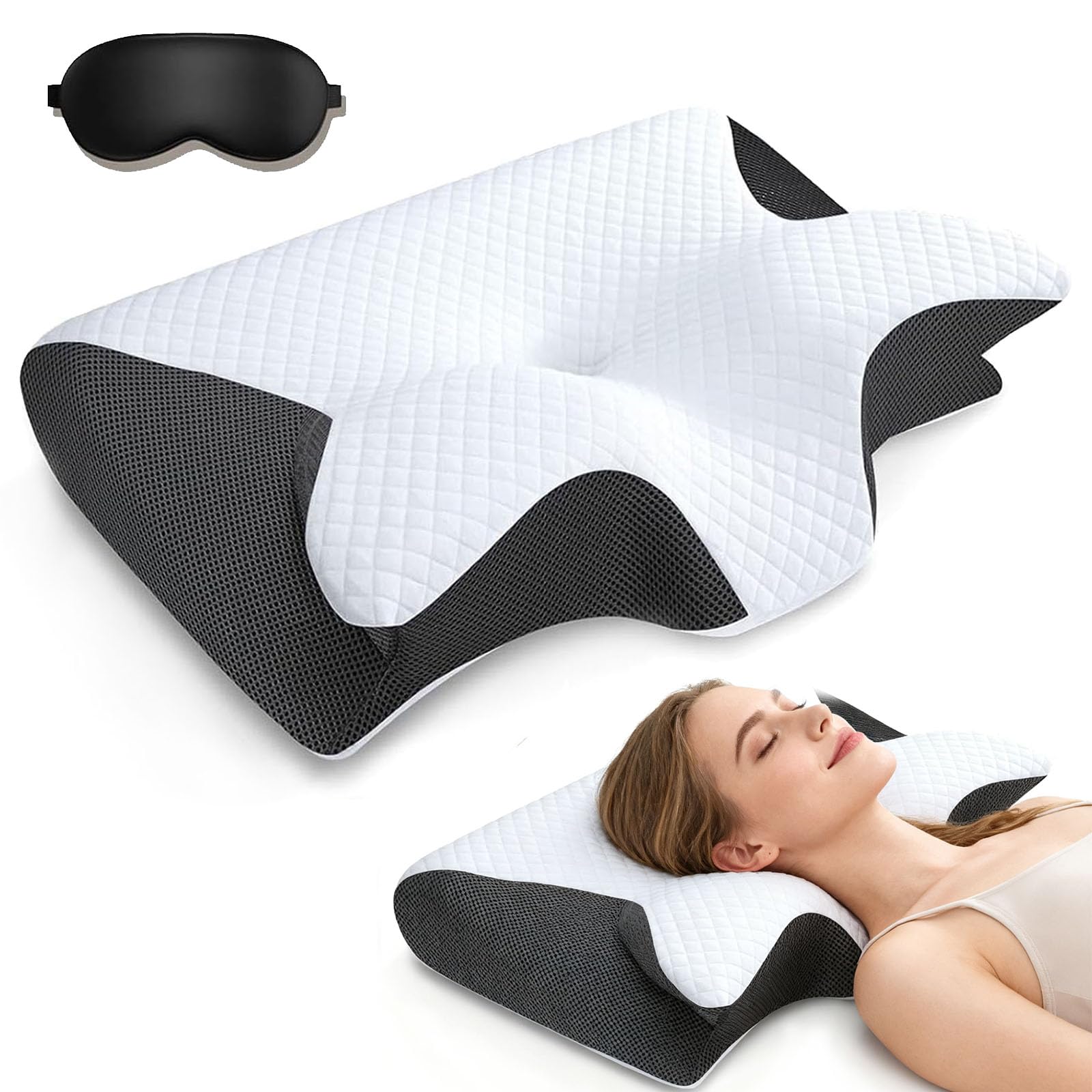 Ergonomic Sleep Apnea Relief Pillow - Memory Foam Neck & Spine Support