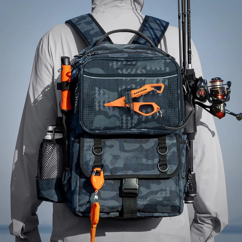 50L Interchangeable Fishing Backpack with 4 Included 3600 Tackle Boxes