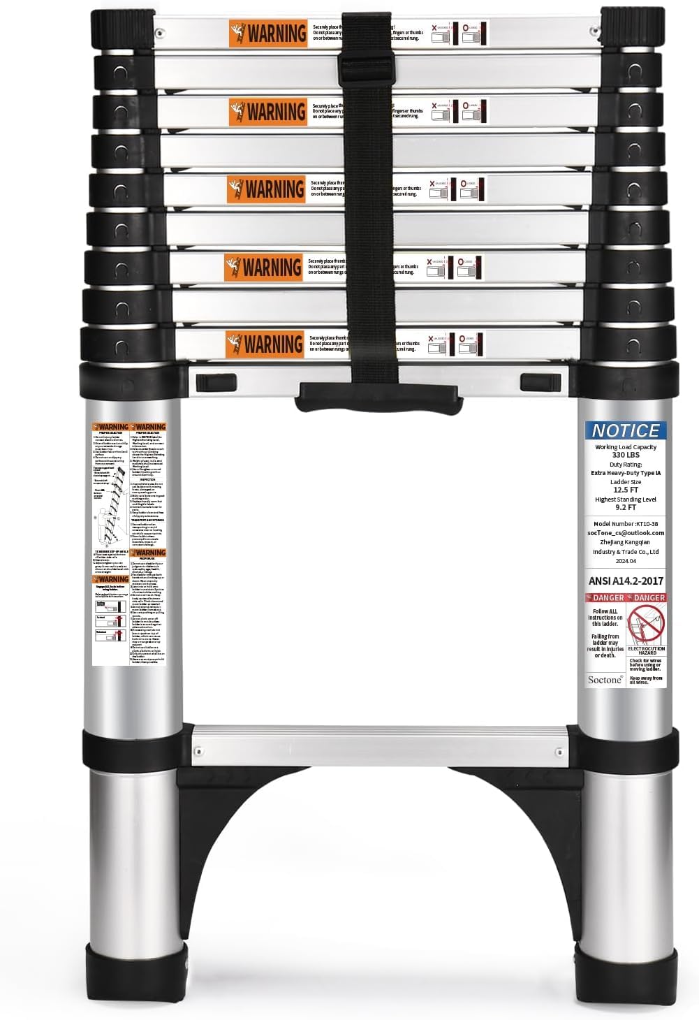 36% More Stable One-Button Retractable Aluminum Telescopic Ladder