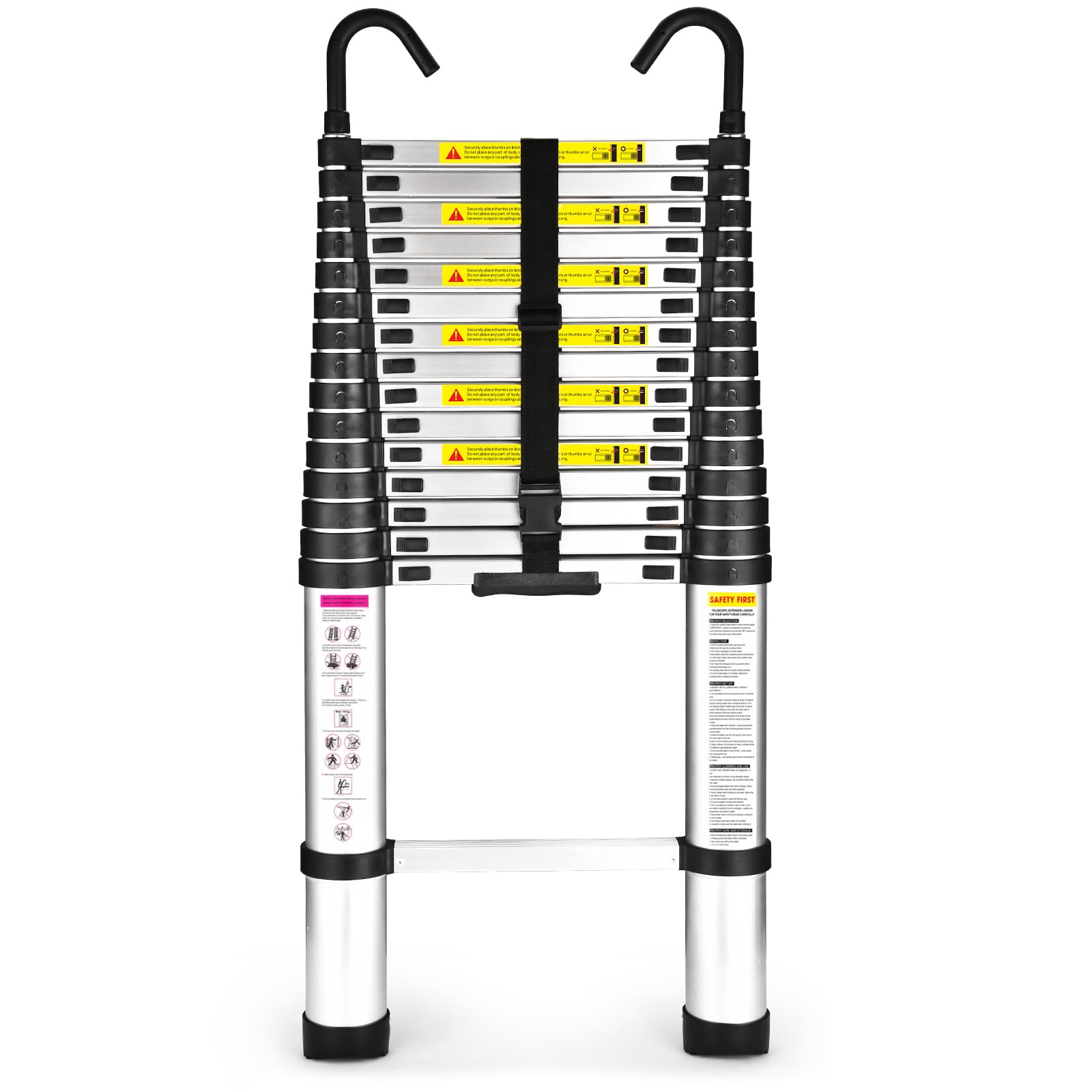 36% More Stable One-Button Retractable Aluminum Telescopic Ladder