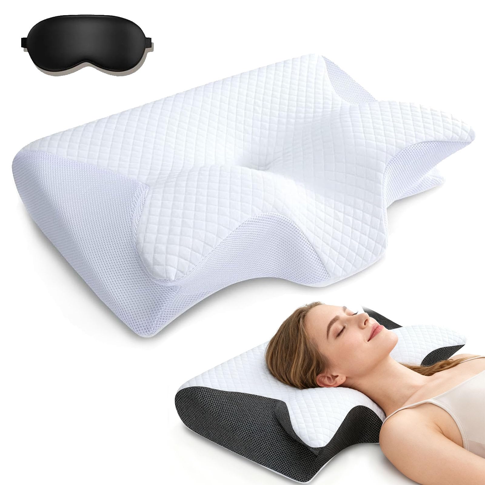 Ergonomic Sleep Apnea Relief Pillow - Memory Foam Neck & Spine Support
